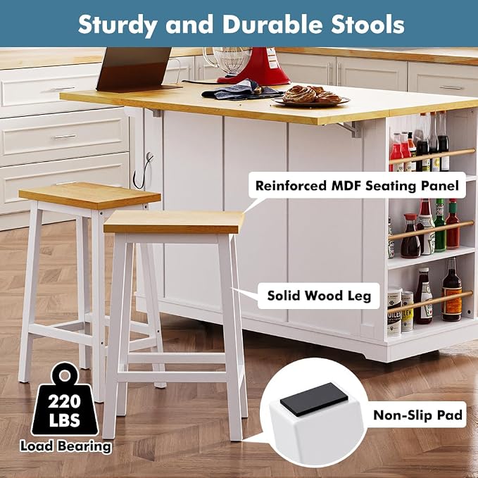 With 2 Bar Stools: White