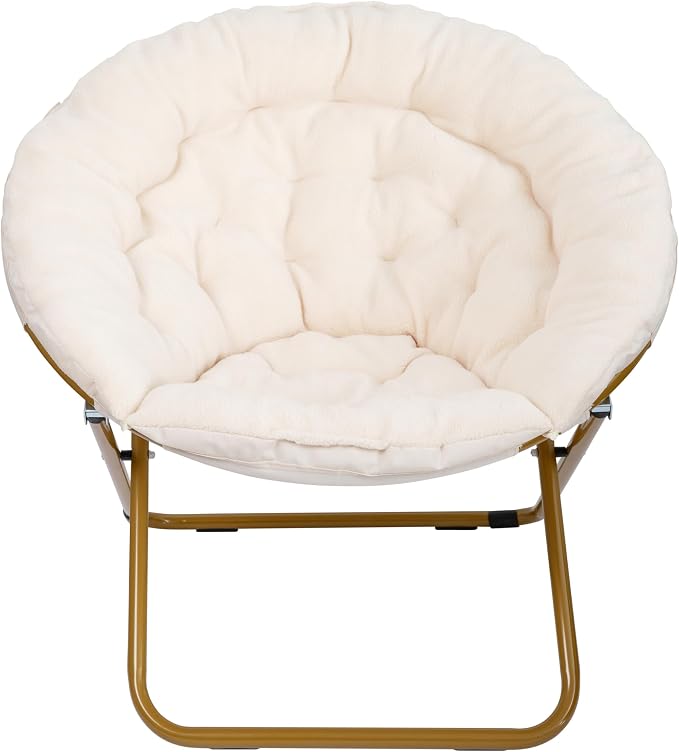 Ivory Faux Shearling Fabric/Soft Gold Frame