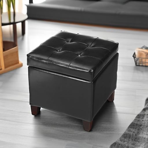 Leather Black With Wood Legs