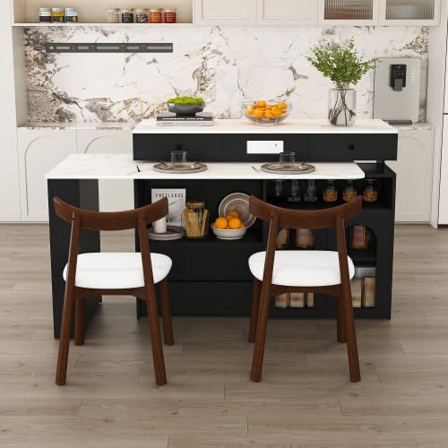Black & 2 Solid Wood Chairs