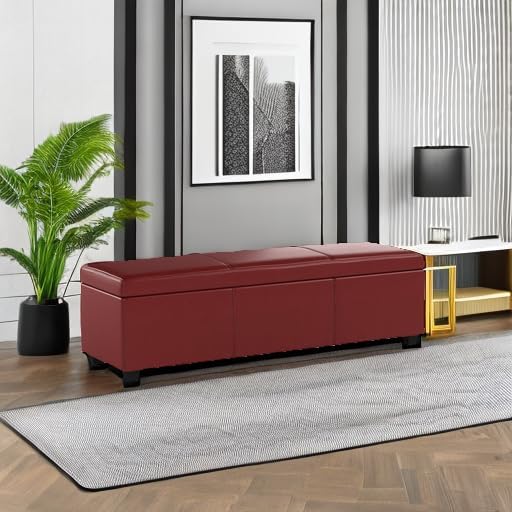 Red/ Faux Leather
