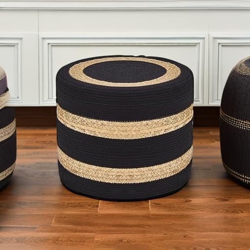 18inch Natural Water Hyacinth + Black Cotton Rope