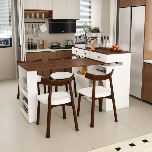Walnut & 4 Solid Wood Chairs