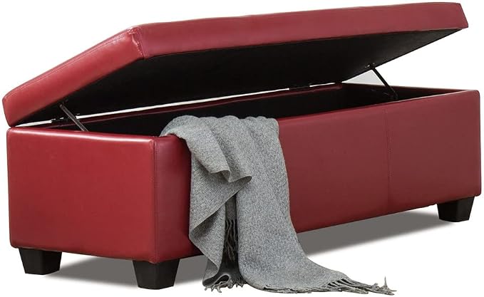 Red/ Faux Leather