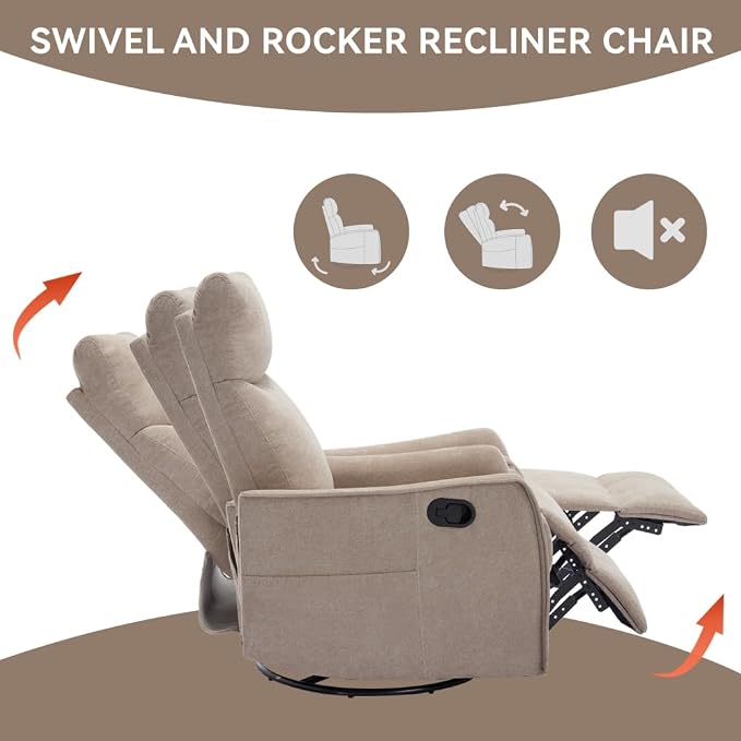 Khaki + Metal & Wood + Fiber Foam and Polyester Fiber Pad