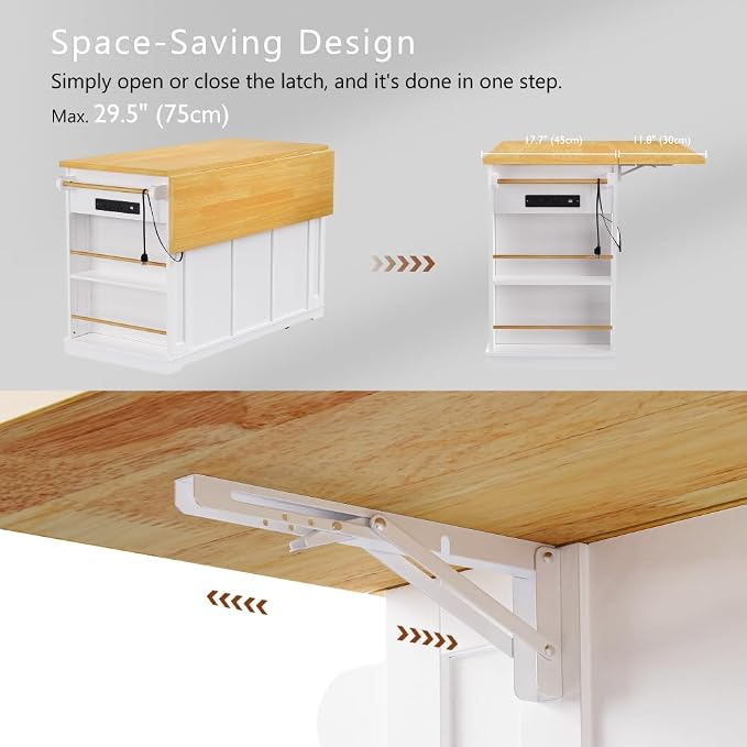 Island Set With 2 Bar Stools - White (Three Packages)