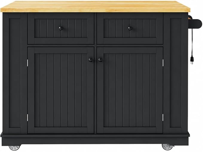 Single Kitchen Island - Black - Mdf (Two Packages)