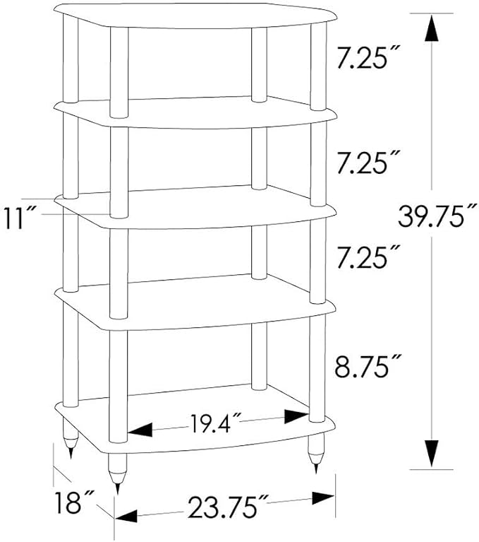 5 Shelf Rosenut Red