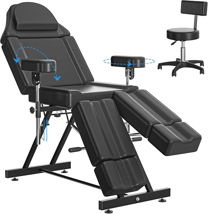 Tattoo Chair No Wheels/Stool With Backrest