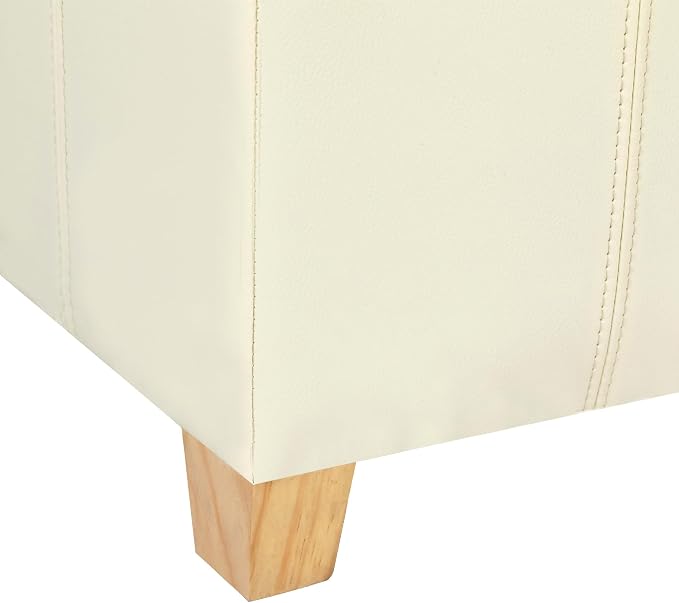 Leather Cream White With Solid Wood Legs