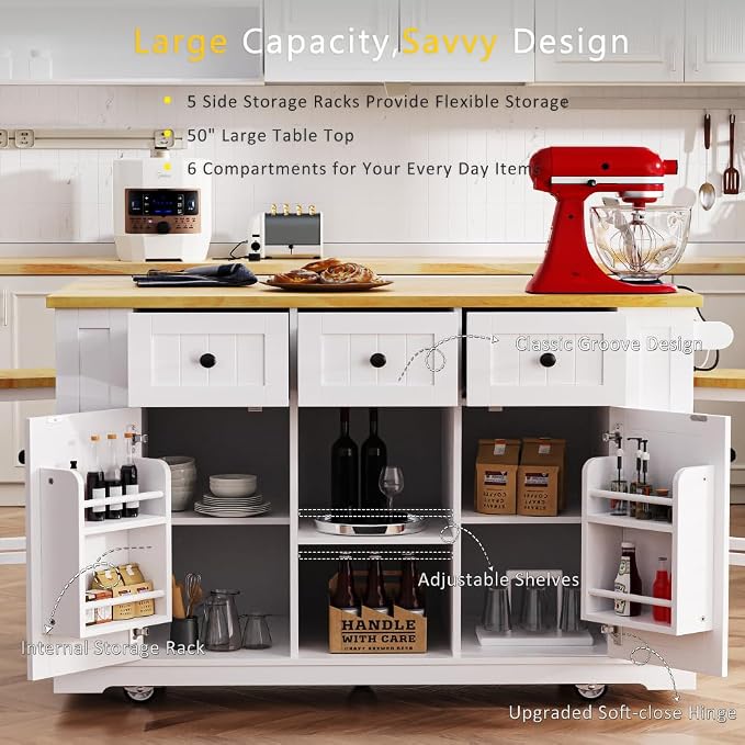 Single Kitchen Island - White (Two Packages)