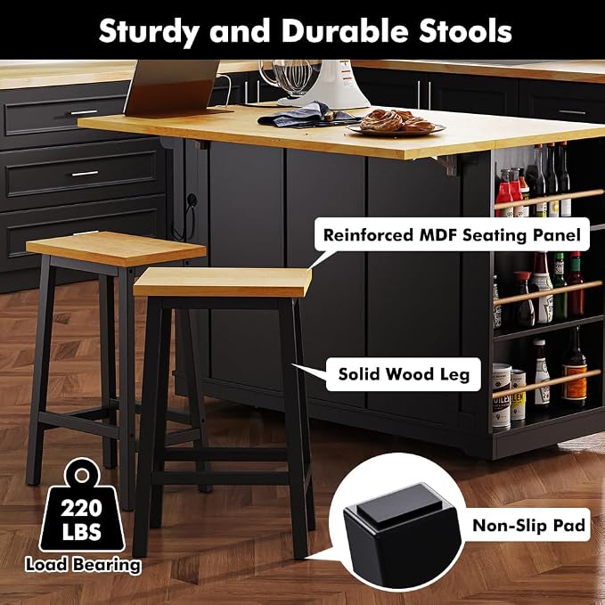 With 2 Bar Stools: Black