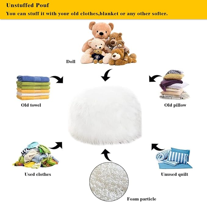 White Pouf Cover No Filler