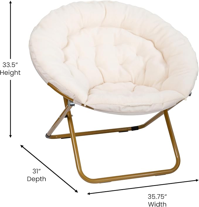 Ivory Faux Shearling Fabric/Soft Gold Frame