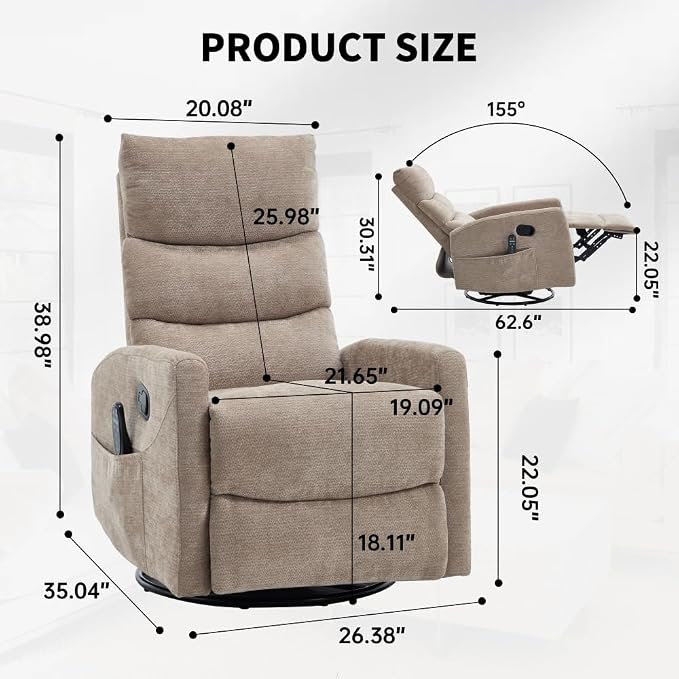 Khaki + Metal & Wood + Fiber Foam and Polyester Fiber Pad