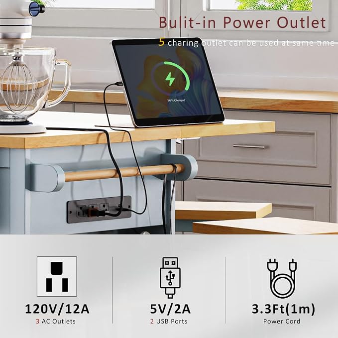 Single Kitchen Island - Grey Blue (Two Packages)