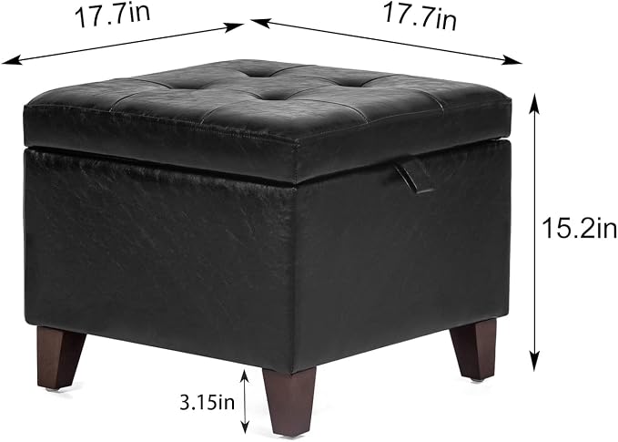 Leather Black With Solid Wood Legs