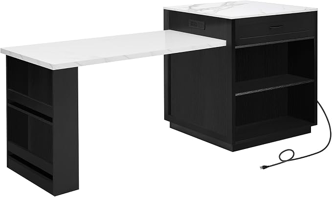 Black Wood Grain + Faux Marble Table + Mdf