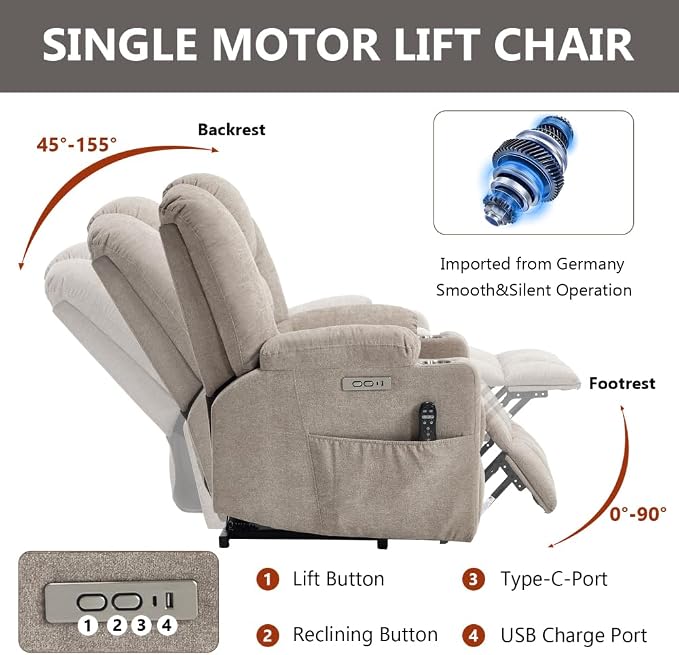 Khaki + Chenille + Fiber Foam and Polyester Fiber Pad