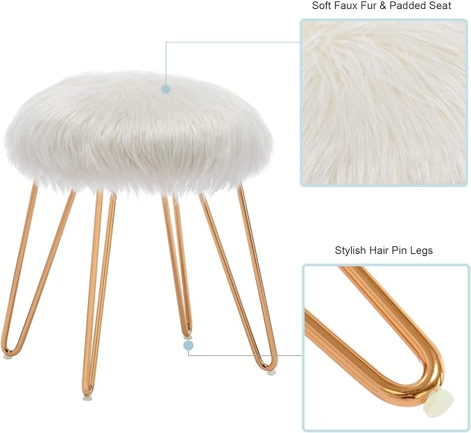 White Faux Fur/Gold Base