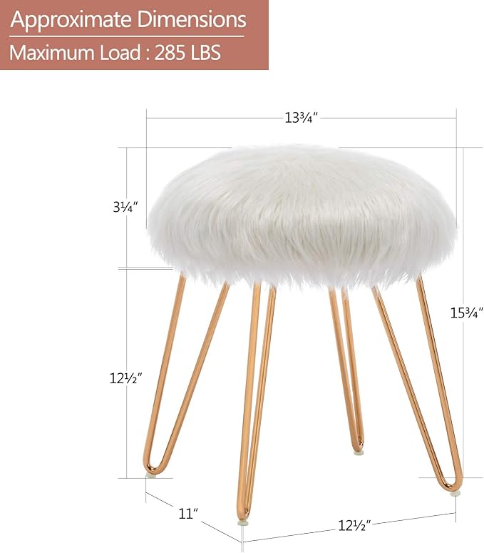 White Faux Fur/Gold Base
