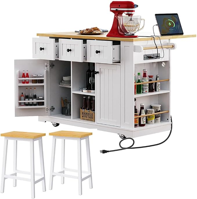 With 2 Bar Stools: White