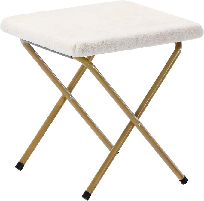 Ivory Faux Shearling Fabric/Soft Gold Frame