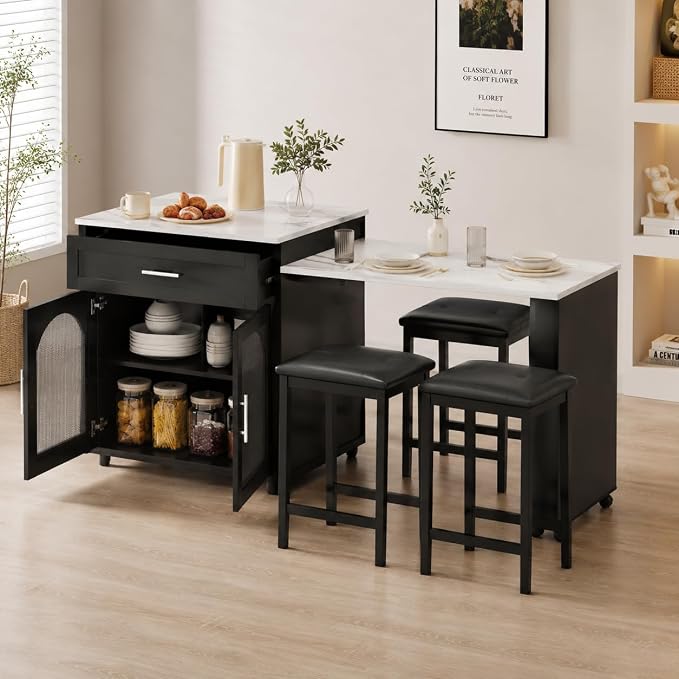 Black Cabinet + Marble Grain Top