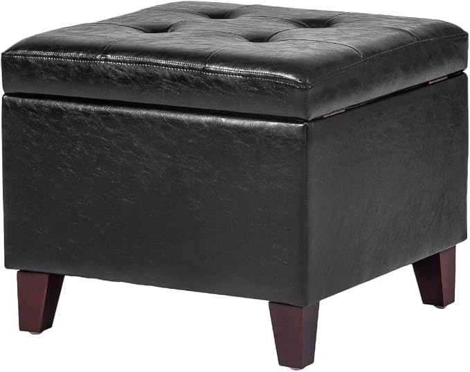 Leather Black With Solid Wood Legs