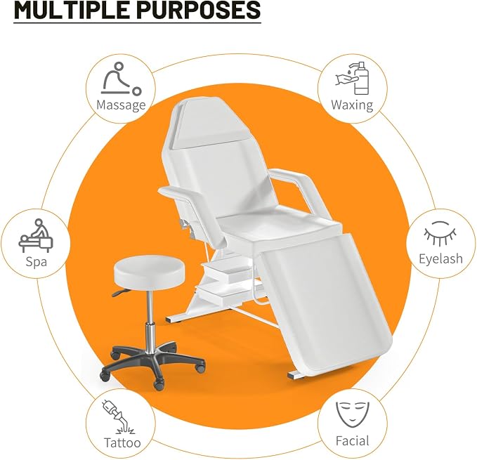 White Tattoo Basics Chair&stool With Backrest
