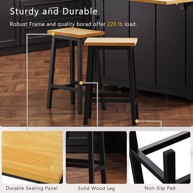 Island Set With 2 Bar Stools - Black (Three Packages)