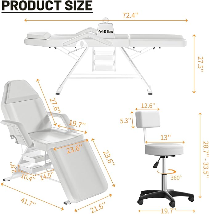 White Tattoo Basics Chair&stool With Backrest
