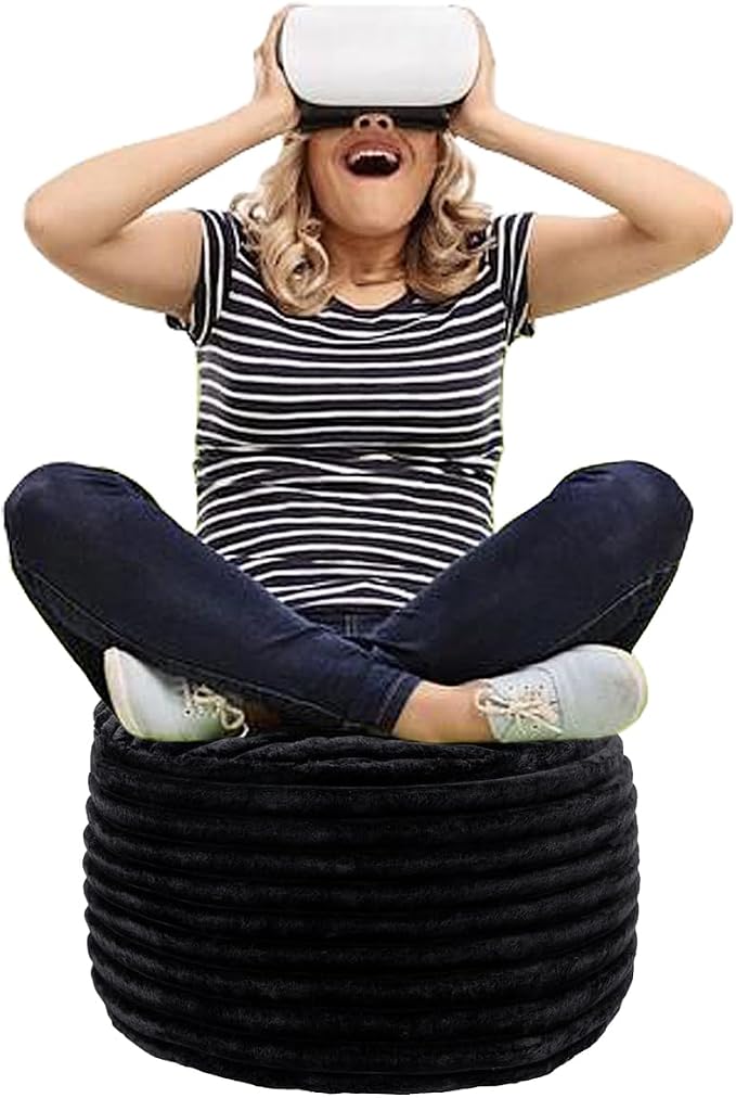 Black Pouf With Filler