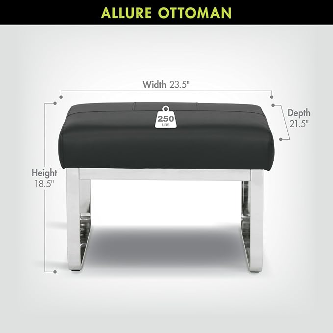 Allure Ottoman, Chrome / Black