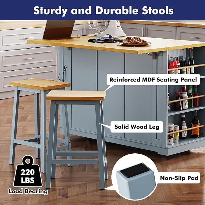 Grey Blue With 2 Stools