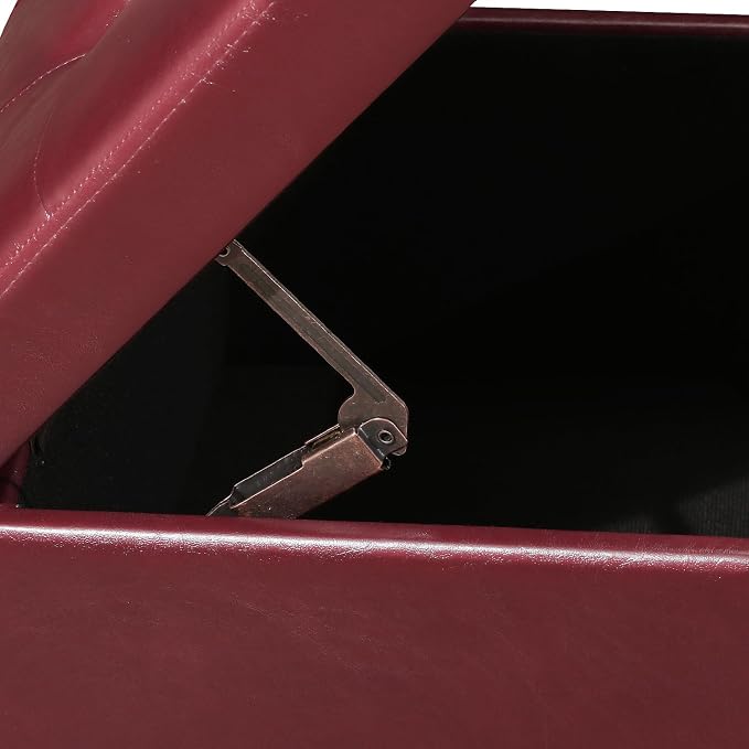 Leather Red With Solid Wood Legs