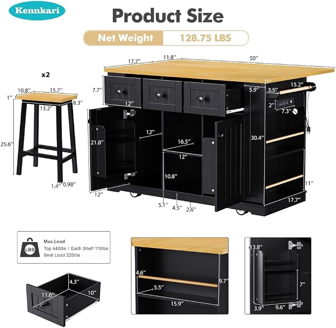 Black With 2 Stools