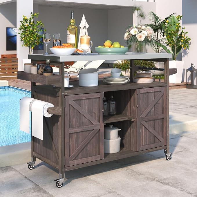 Dark Brown + Fir Wood + Stainless Steel