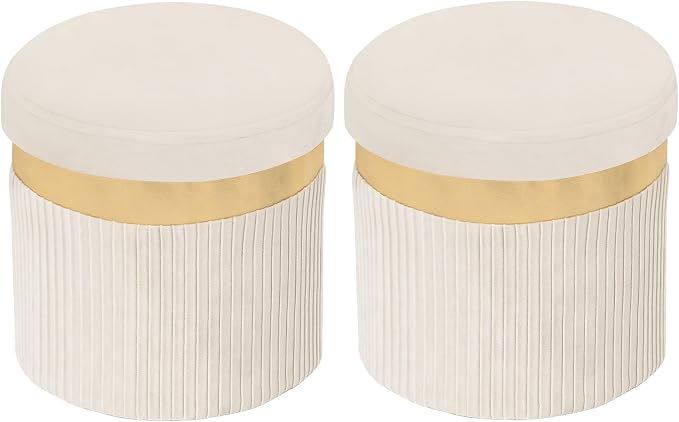 2pcs Velvet Beige Vertical Stripe
