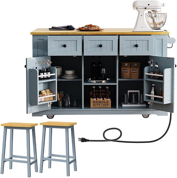 Grey Blue With 2 Stools