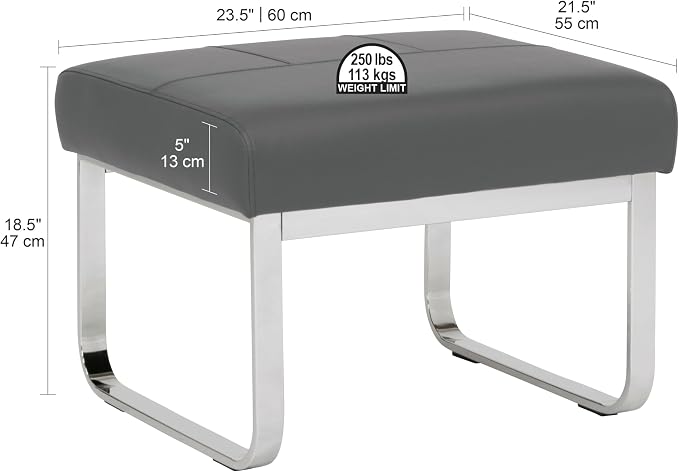 Allure Ottoman, Chrome/Smoke