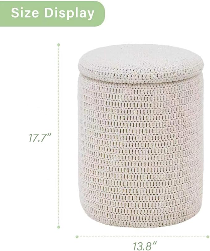 14inch White Storage Ottoman
