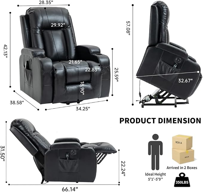 Black + Metal & Wood + Fiber Foam and Polyester Fiber Pad