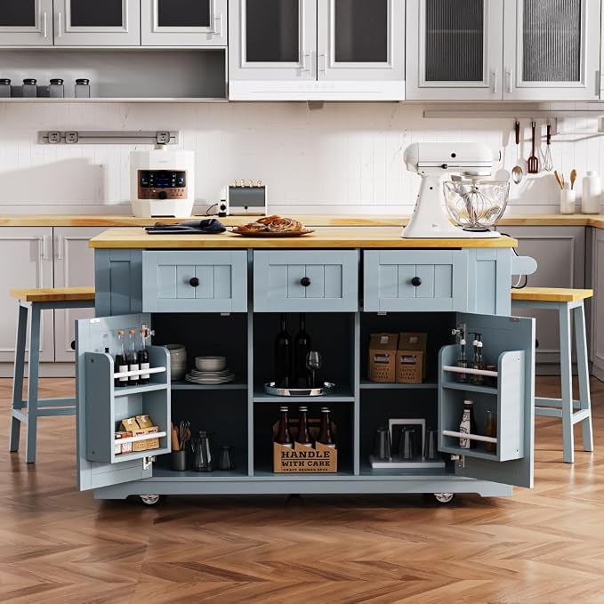 Single Kitchen Island - Grey Blue (Two Packages)