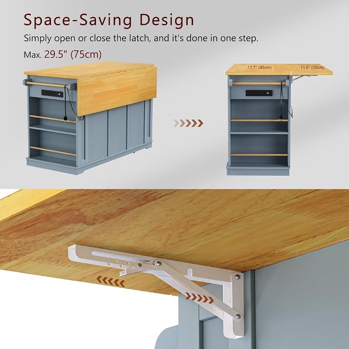 Single Kitchen Island - Grey Blue (Two Packages)