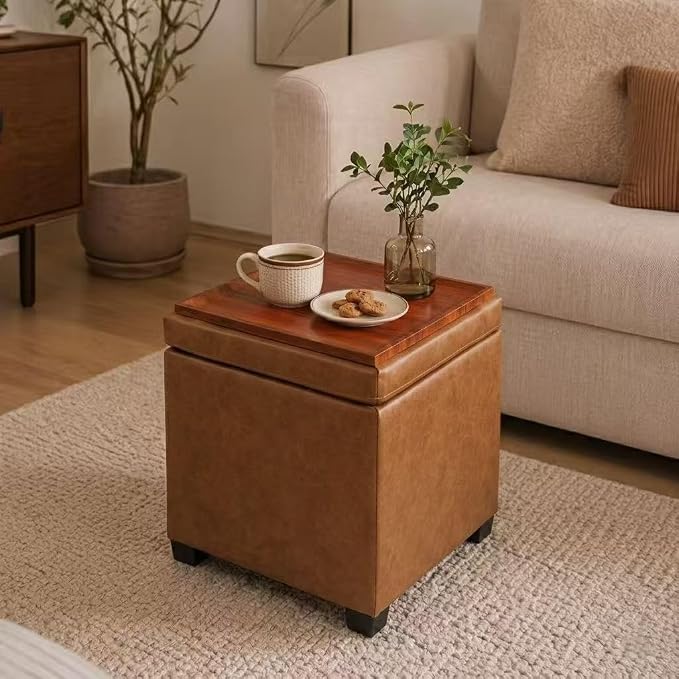 Faux Leather -Taupe Brown With Tray
