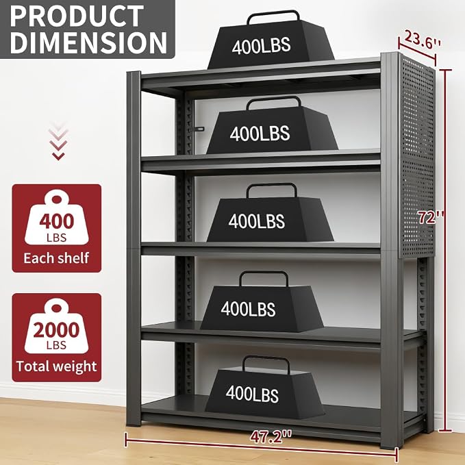 72h*47w*24d+ 5 Tier + Pegboard