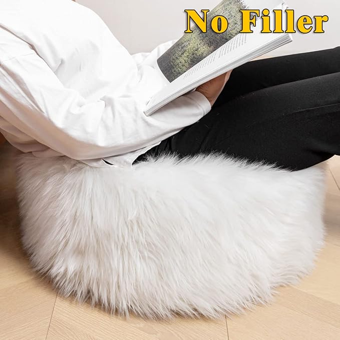 White Pouf Cover No Filler