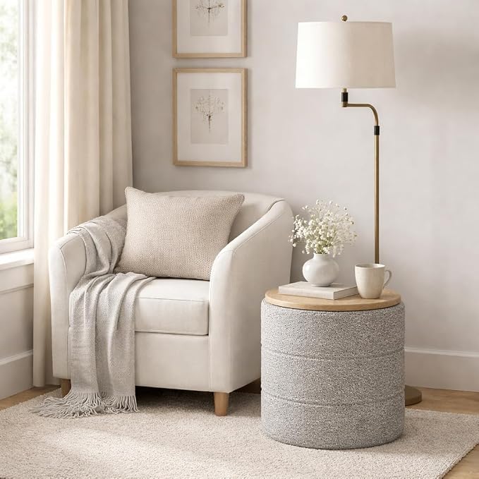 Cream Boucle With Gray Yarns