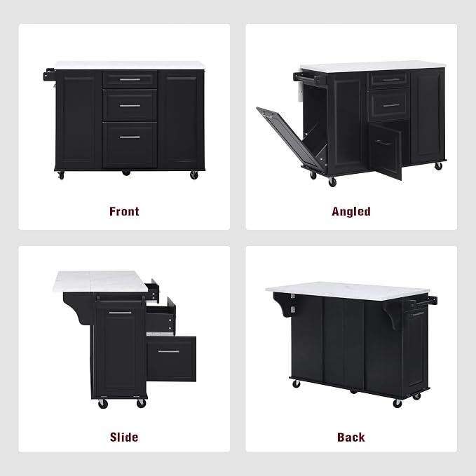 Black + Mdf + Faux Marble Textured Table(2 Pcakges)
